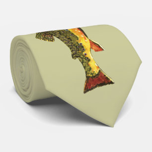 Trout Whisker's Brook Trout Fish Painting Tie