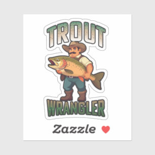 Trout Wrangler cartoon vector illustration