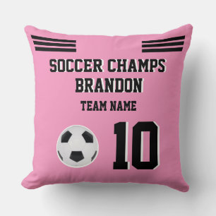 trow pillow soccer pink black personalised sport 