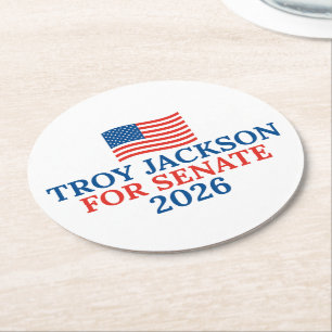 Troy Jackson for Senate 2026 Election Party Round Paper Coaster