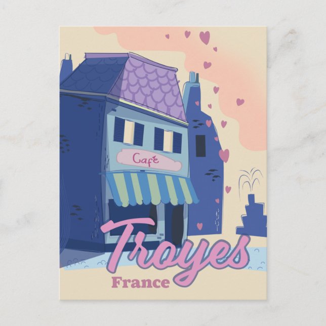 Troyes France travel poster Invitation Postcard (Front)