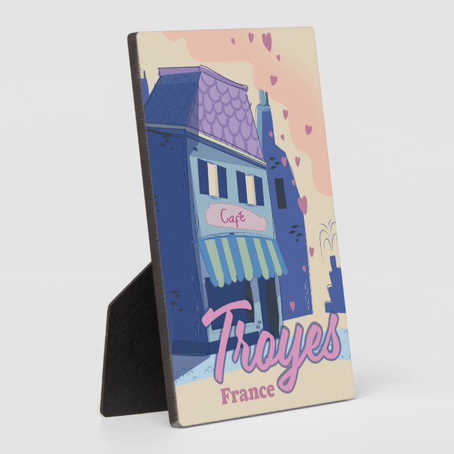 Troyes France travel poster Plaque (Side)