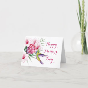 Trropical bird and flowers holiday card