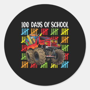 Truck 100th Day Of School Boys Kids Classic Round Sticker