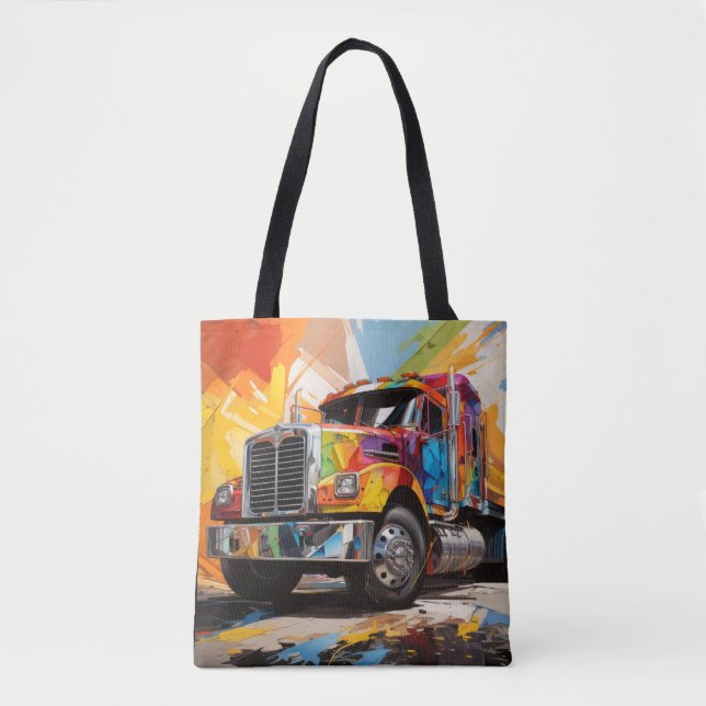 Truck Action Sport Painting Abstract Art Decor Tote Bag (Front)
