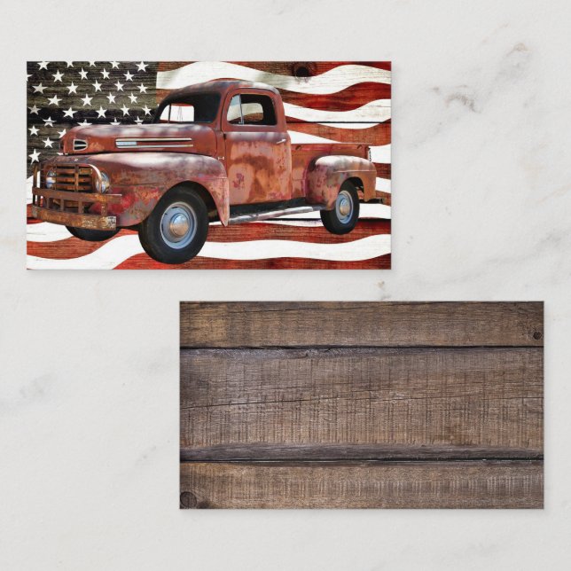 Truck American Flag Business Card (Front/Back)