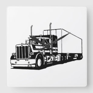 Truck and Dry-van Square Wall Clock