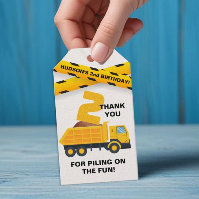 Truck Birthday Thank You Favour Tag – Yellow Digge (2nd Birthday Favor Tag)