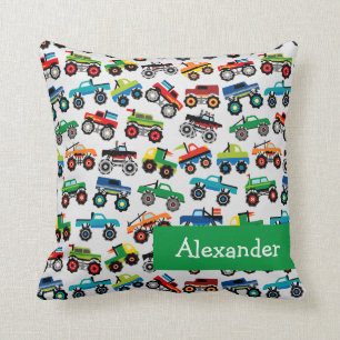 Truck Boys Custom Name Cushion