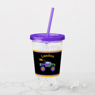 Truck Budget Personalised Name Kids Purple Acrylic Tumbler
