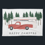 Truck Camping RVing Motorhome Red Trees Whimsical Tea Towel<br><div class="desc">HAPPY CAMPERS! I'd rather be RVing!! What about you? Check out this sweet red truck camper towel and check my shop for more matching items like tshirts, magnets, keychains, pillows, stickers and more. And of course more RV, campervan, motorhome and camping stuff too. Customise this mug with a name, your...</div>