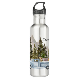 Truck Carrying Tree and Animals & Trees Mountains 710 Ml Water Bottle
