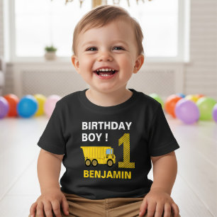 Truck Construction 1st Birthday Party Baby T-Shirt