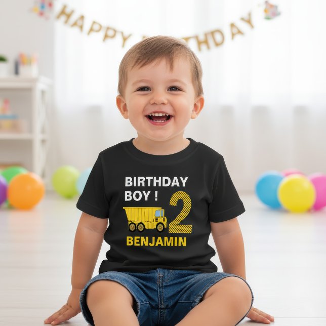 Truck Construction 2nd Birthday Party Baby T-Shirt (Creator Uploaded)