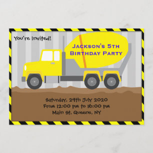 Truck Construction Birthday Invitation
