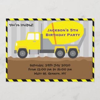 Truck Construction Birthday Invitation