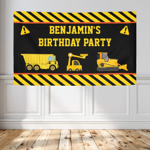 Truck Construction Birthday Party Banner