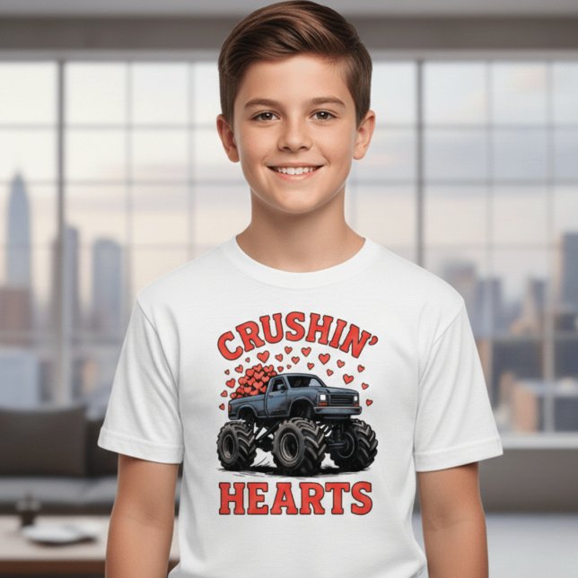 Truck Crushin’ Hearts Kids T-Shirt – Cute Valentin (Creator Uploaded)