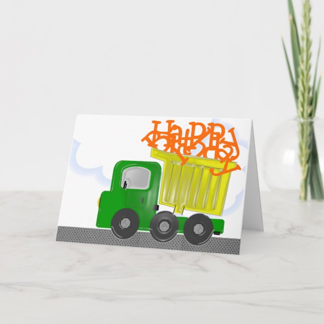 Truck Delivery Yellow Birthday Card (Front)