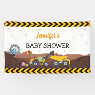 Truck Digger Under Baby Birthday Backdrop Banner