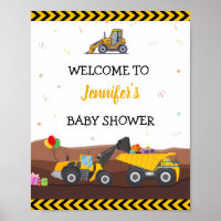 Truck Digger Under Baby Birthday Welcome