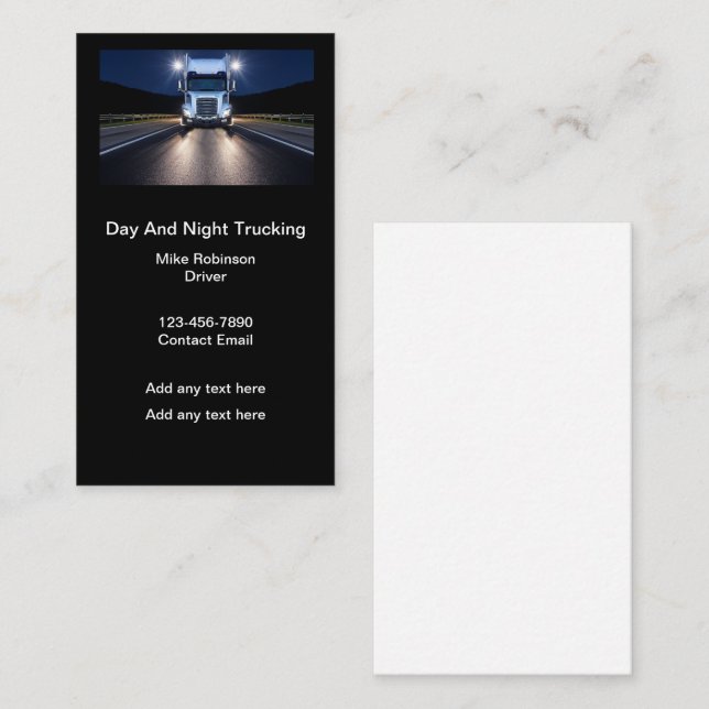 Truck Driver And Truck Mechanic Business Cards (Front/Back)