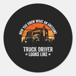 Truck Driver Art For Men Women Truck Driver Trucki Classic Round Sticker