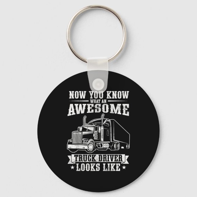 Truck Driver Art For Men Women Truck Driver Trucki Key Ring (Front)