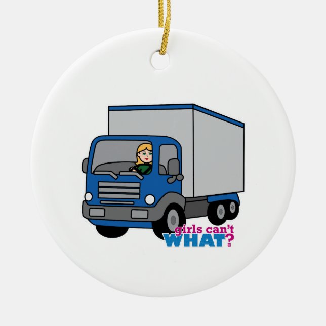 Truck Driver - Blue Truck Ceramic Tree Decoration (Front)
