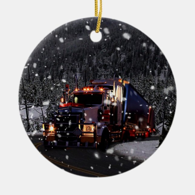Truck Driver Christmas Ceramic Tree Decoration (Front)