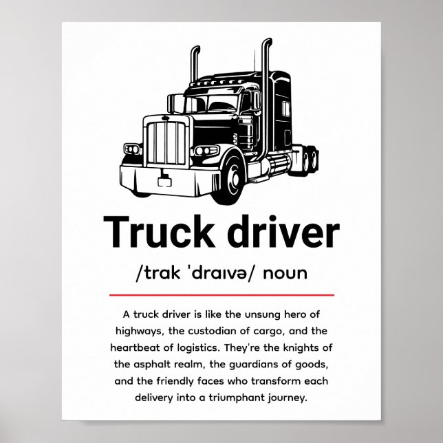 Truck Driver Definition for Truck Driver Day Poster (Front)