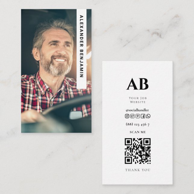 Truck Driver Photo QR Code Business Card (Front/Back)