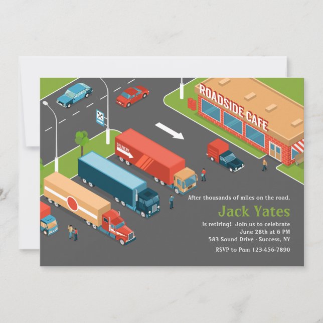 Truck Driver Retirement Party Invitation (Front)