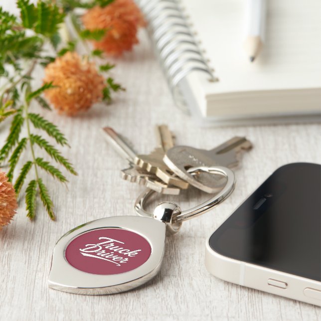 Truck Driver Script Typography Gift Key Ring (Side)
