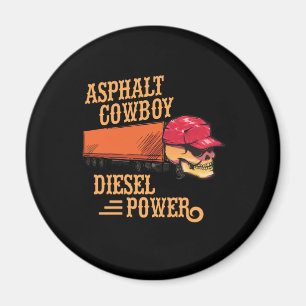 Truck Driver Trucker Skull Asphalt Cowboy Diesel P Magnet