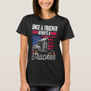 Truck Driver Us Flag Big Rig Trucking Old Man Truc T-Shirt
