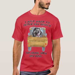 Truck Driving Dog Alaskan Malamute T-Shirt