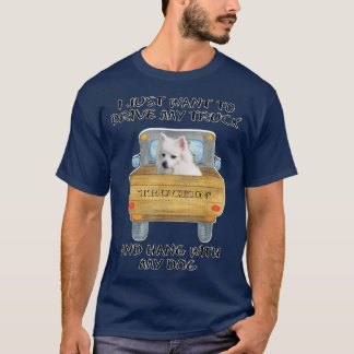 Truck Driving Dog American Eskimo Dog  T-Shirt