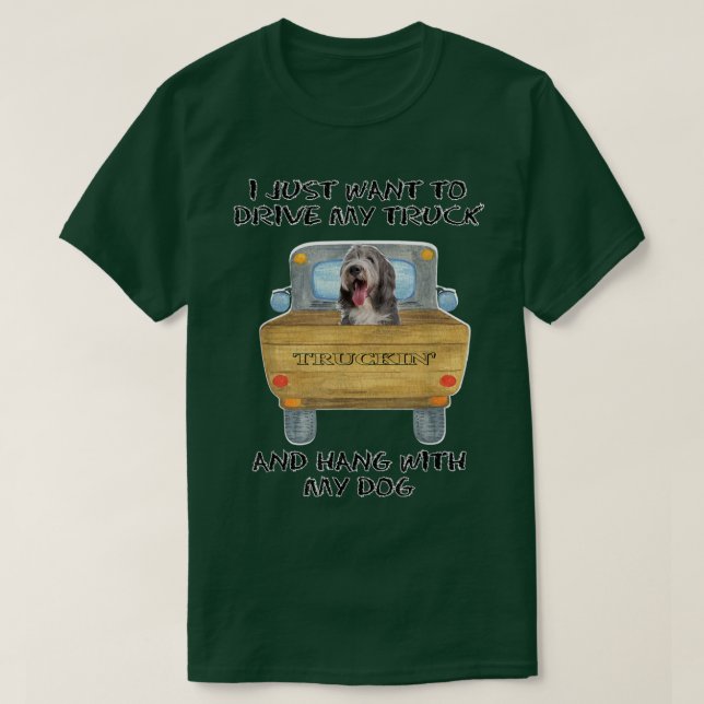 Truck Driving Dog Bearded Collie 2  T-Shirt (Design Front)