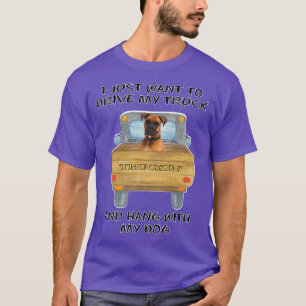 Truck Driving Dog Boxer  T-Shirt