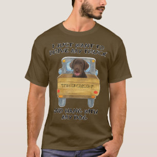 Truck Driving Dog Chocolate Labrador  T-Shirt