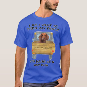 Truck Driving Dog Dachshund  T-Shirt