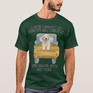 Truck Driving Dog Golden retriever love 2 T-Shirt