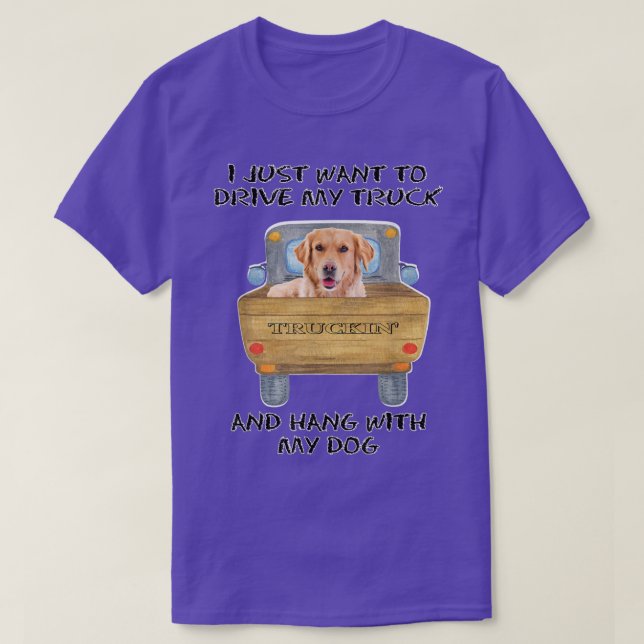 Truck Driving Dog Golden Retriever  T-Shirt (Design Front)