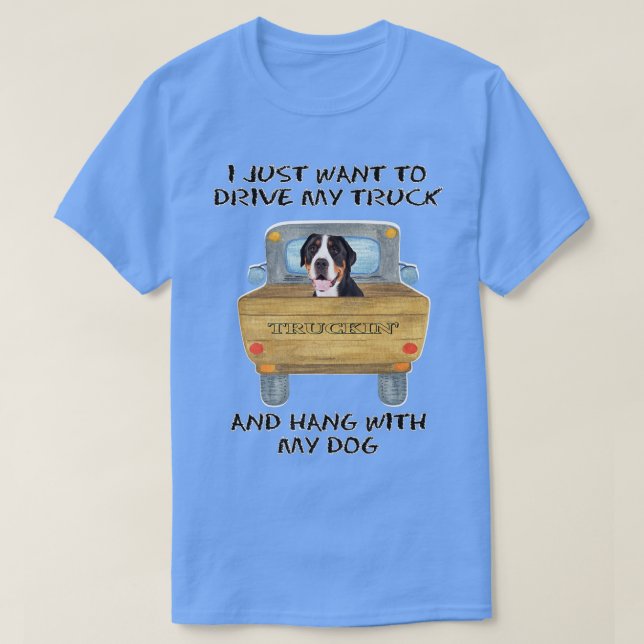 Truck Driving Dog Greater Swiss Mountain Dog  T-Shirt (Design Front)