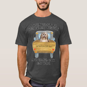 Truck Driving Dog Havanes  T-Shirt
