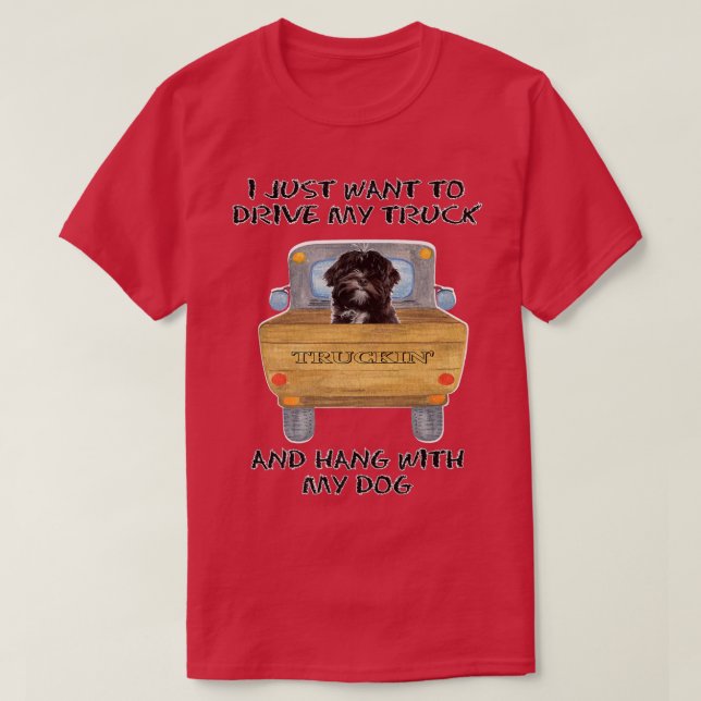 Truck Driving Dog Lhasa Apso  T-Shirt (Design Front)