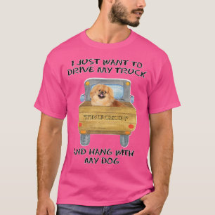 Truck Driving Dog Pekingese  T-Shirt