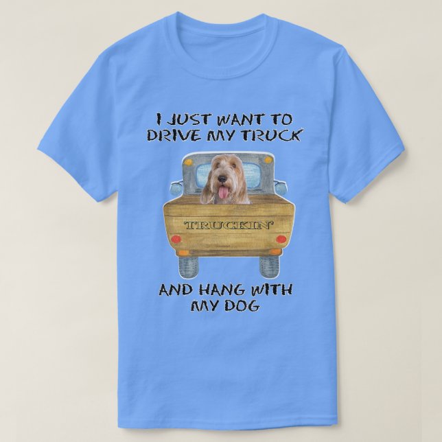 Truck Driving Dog Petits Bassets Griffons Vendeen  T-Shirt (Design Front)
