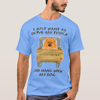 Truck Driving Dog Pomeranian T-Shirt